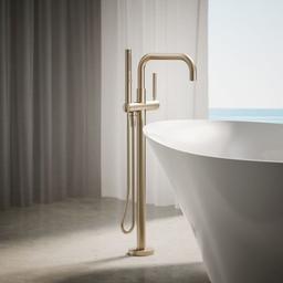 Purist Floor Mounted Tub Filler with Built-In Diverter - Includes Hand Shower - rlyq3rvfqqksv18lkqjl@2x.jpg