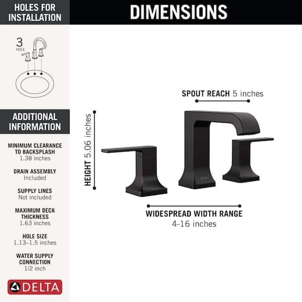 Delta Velum 8 in. Widespread Double Handle Bathroom Faucet with Drain Kit Included in Matte Black 3539LF-BLMPU - rmi999mluepgbnwbleob@2x.jpg