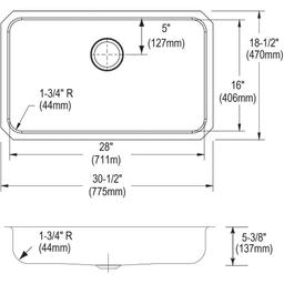 Lustertone™ Classic Single Bowl Kitchen Sink, Under Mount, ADA, 30-1/2 x 18-1/2 in, 5-3/8 in Bowl Depth, 18 ga Lustrous Satin Steel, Stainless - rodk9smudcsywsqk5ncz@2x.jpg