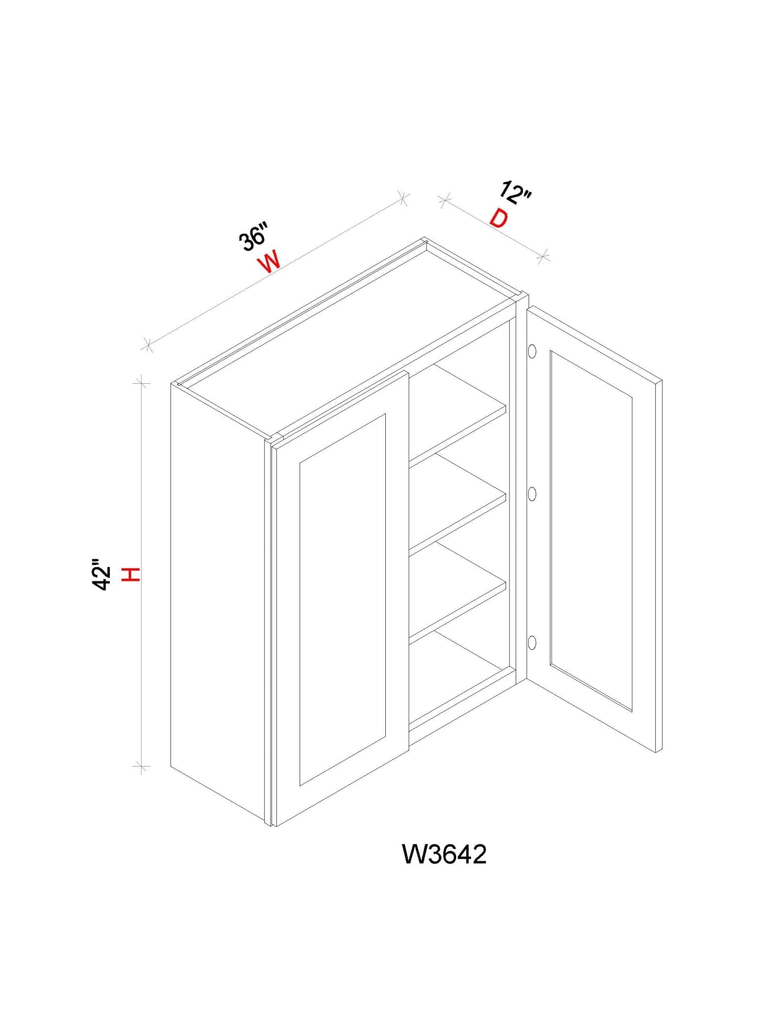 Wall Cabinet - 36"W x 42"H x 12"D