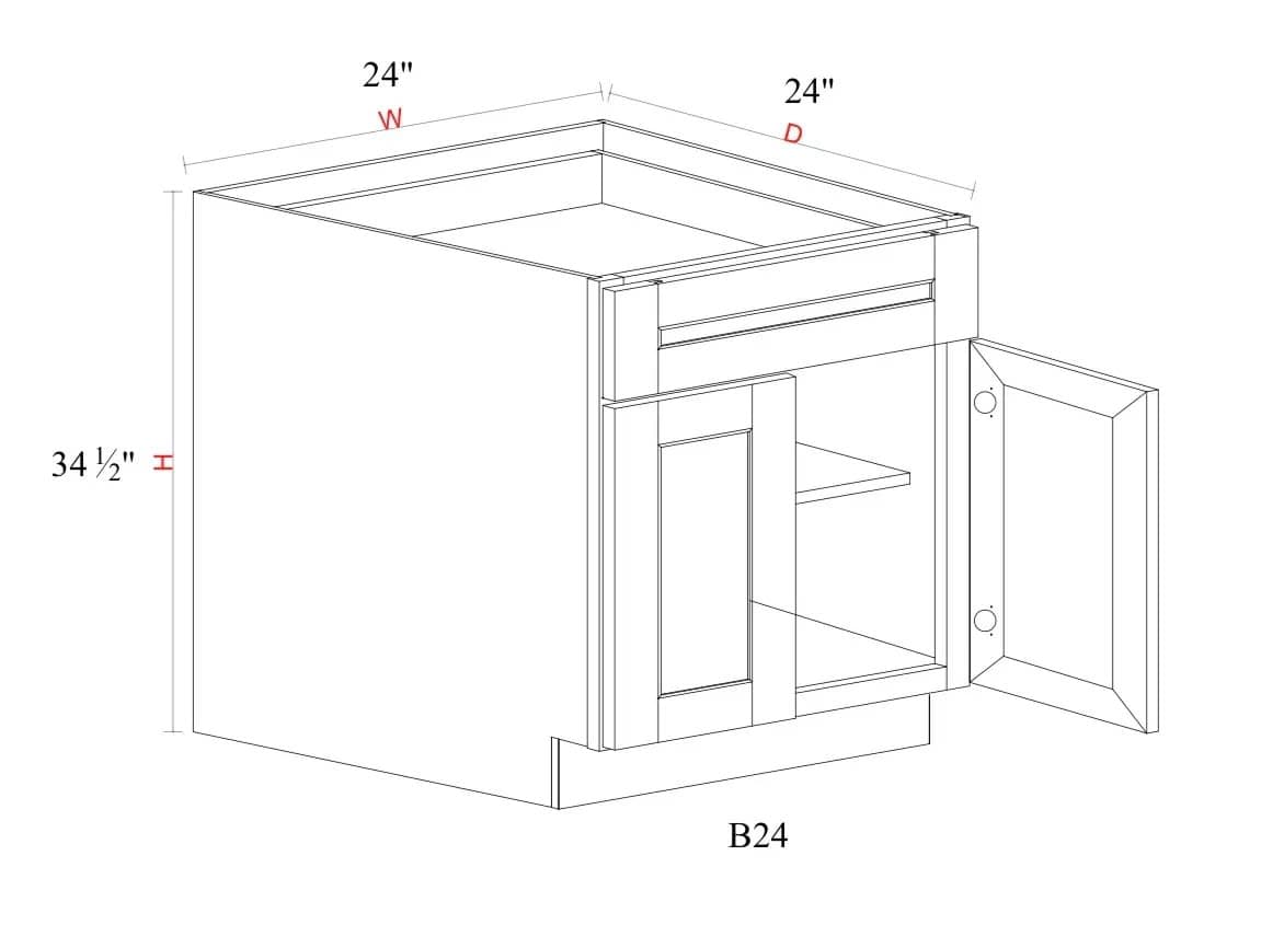 Base Cabinet - 24"W x 34- 1/2"H x 24"D