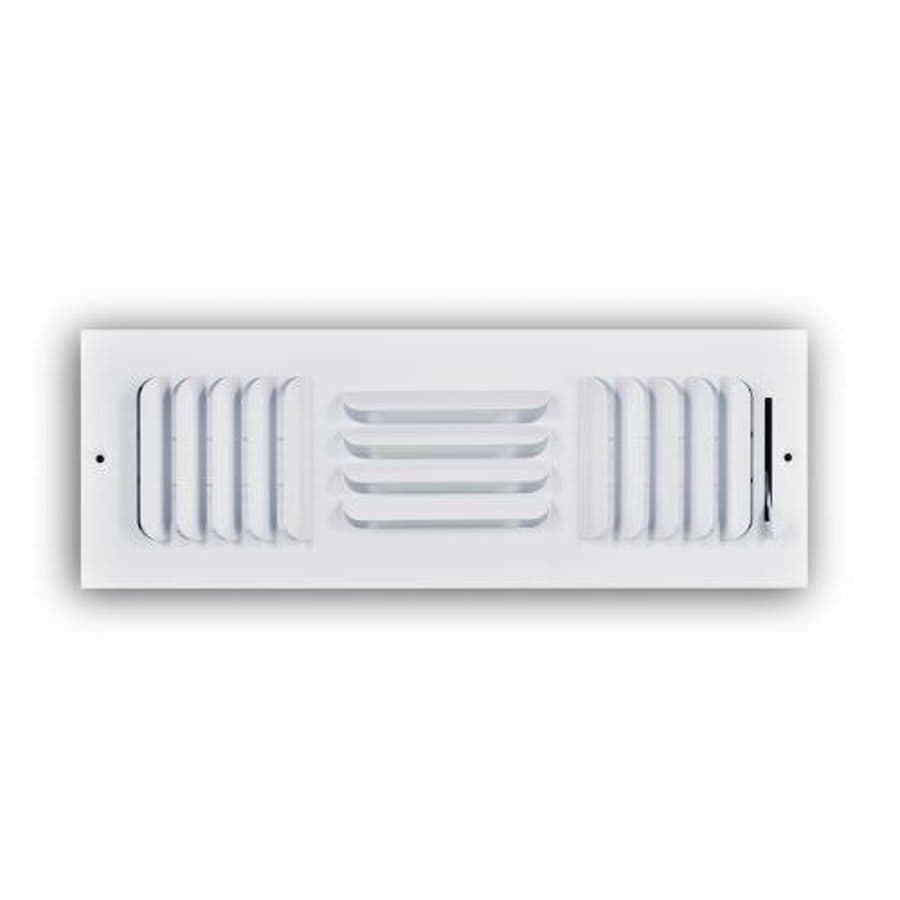 3-Way Curved Blade Supply Register, 14 x 4 in, Horizontal Blades, 7/8 in Spacing, Multi Shutter Damper, Steel, White