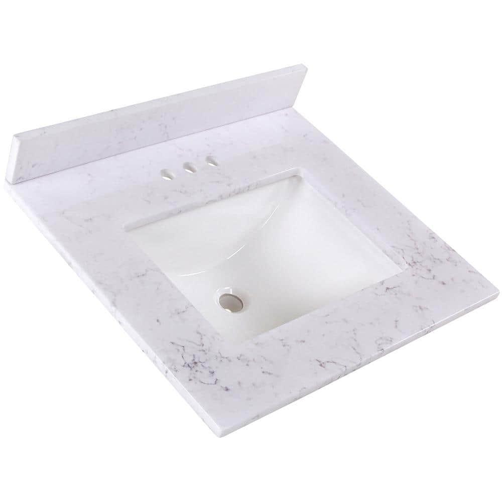 25 in. W x 22 in. D Cultured Marble White Rectangular Single Sink Vanity Top in Pulsar - rwsyoe1bh1xr55skry4o@2x.jpg