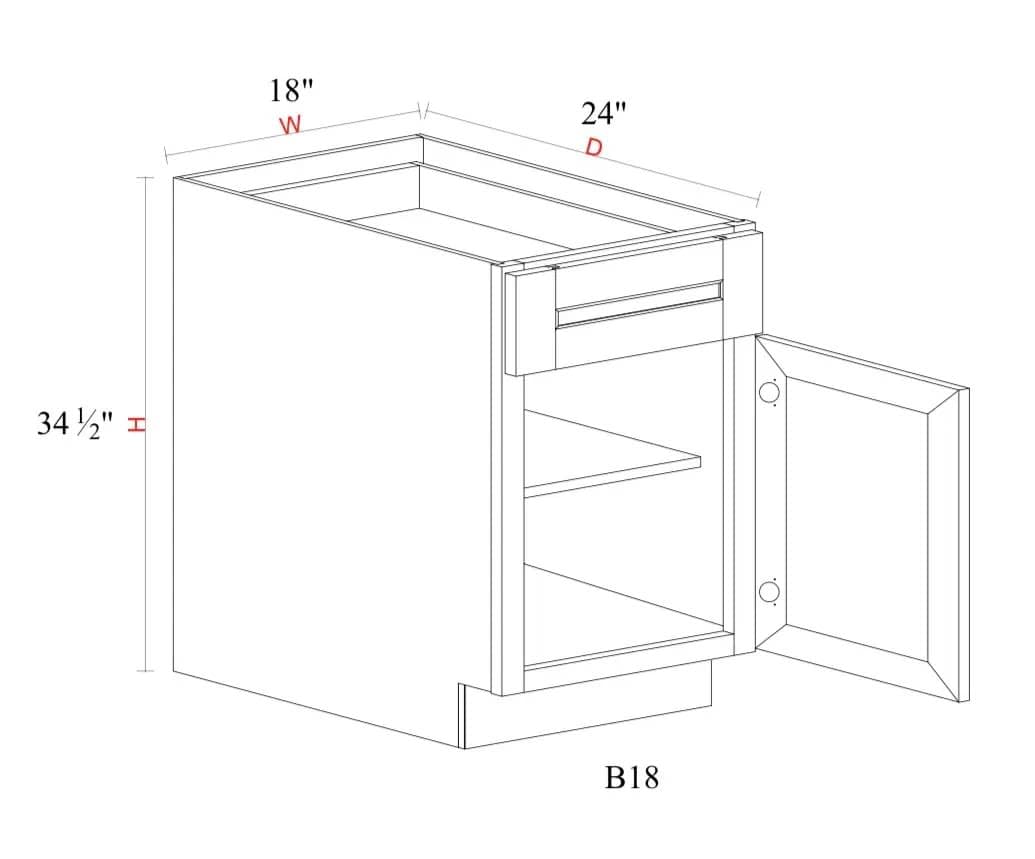 Base Cabinet - 18"W x 34- 1/2"H x 24"D