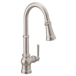 Paterson 1.5 GPM Single Hole Pull Down Kitchen Faucet with Duralast Cartridge and Reflex, PowerBoost, and Duralock Technologies - s72003srs@2x.jpg