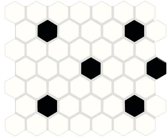 Keystones Arctic White/Black Hexagon 1X1 Matte