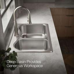 Staccato 33" Double Basin Drop In 18-Gauge Stainless Steel Kitchen Sink with SilentShield, Cutting Board, and Single Faucet Hole - sdeemlkspybhh0eghe5j@2x.jpg