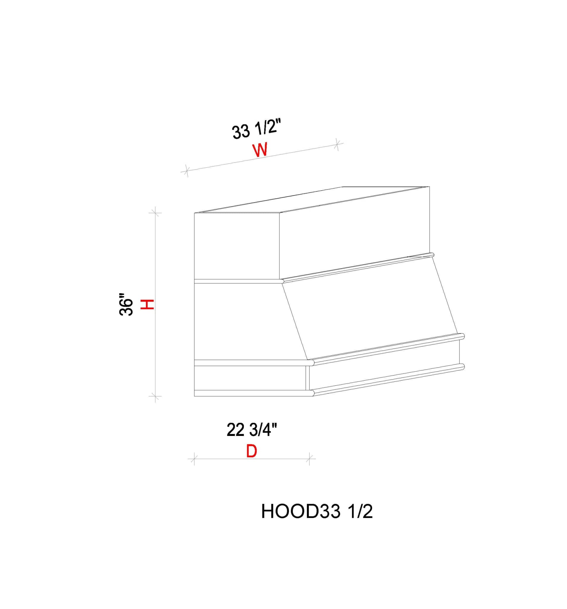 Hood - 33 1/2"W x 36"H x 22 5/8"D
