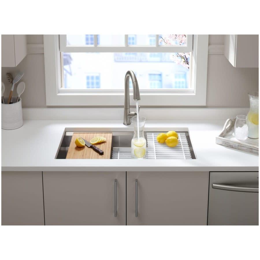 Prolific 29" Undermount Stainless Steel Single Basin Kitchen Sink with SilentShield Technology, Bamboo Cutting Board, 2 Multipurpose Racks, Colander, and Washbin - sk42utnuk1eam2xwqbtt@2x.jpg