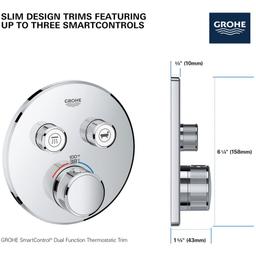 Grohtherm Dual Function Thermostatic Valve Trim Only with Triple Knob Handles and Volume Control - Less Rough In - slwiy8iabyy6tglyxako@2x.jpg