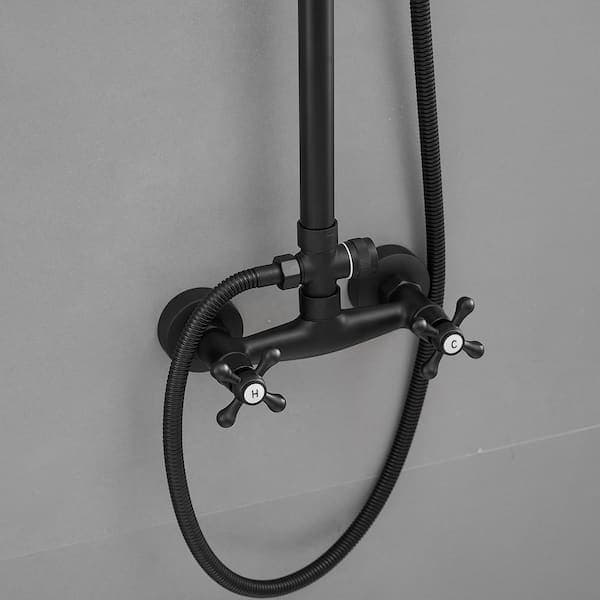 BWE 2-Spray Outdoor Wall Bar Shower Kit 8 in. Round Rain Shower Head with Hand Shower and 2 Cross Knobs in Matte Black A-98015-B - snvogpbblnpiywwcymki@2x.jpg