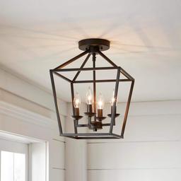 Weyburn 16.5 in. 4-Light Bronze Farmhouse Semi-Flush Mount Ceiling Light Fixture with Caged Metal Shade - spw3wmwlhllxaonneyoh@2x.jpg