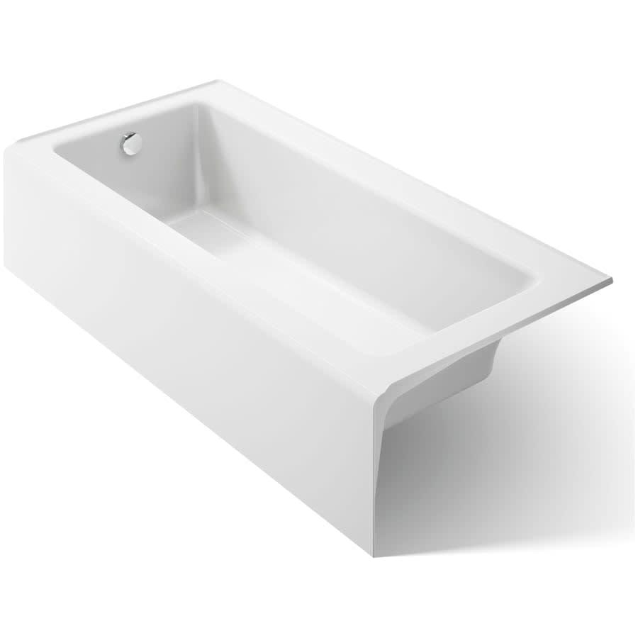 Bellwether Bath Tub 66" L x 32" W Cast Iron Soaking for Three Wall Alcove Installations with Integral Apron and Left Drain