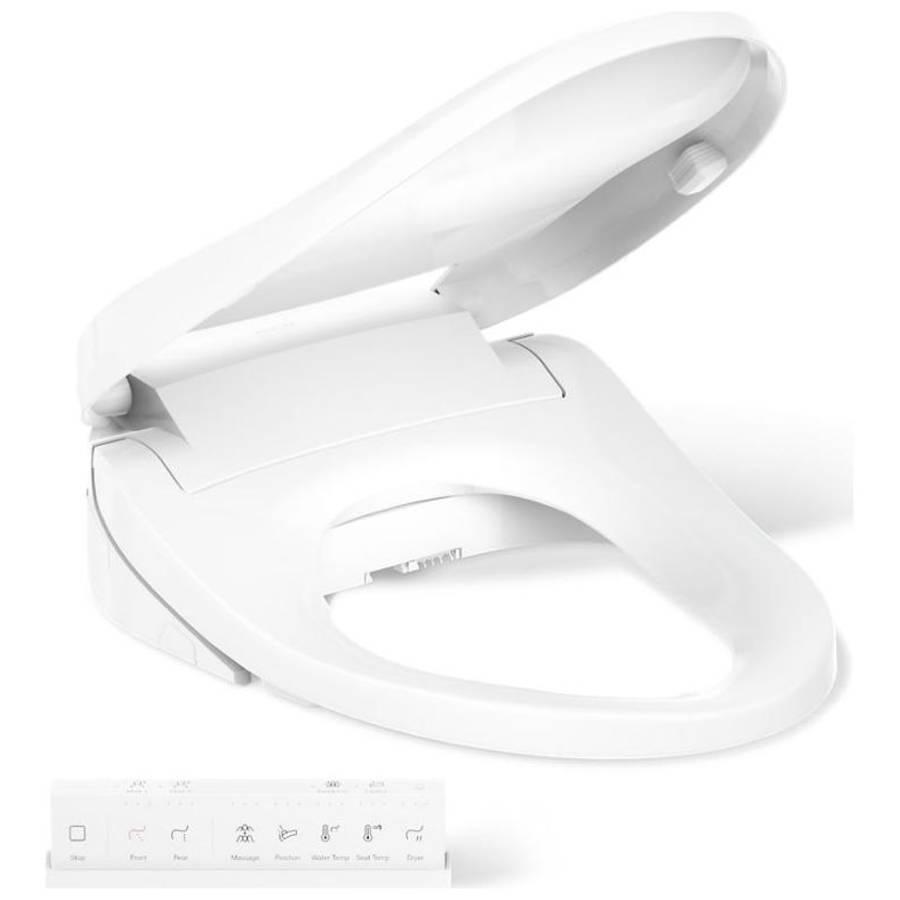 PureWash E820 Elongated Bidet Toilet Seat with Remote Control, Heated Seat, Adjustable Water Temperature, Self-Cleaning UV Technology, Warm-Air Drying System, Automatic Deodorization, and LED Night Light
