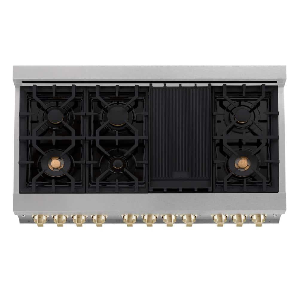 48"W 6.0 Dual Fuel Range Stainless Steel W Gold - sshoxq2fkaff6ugssxnl@2x.jpg