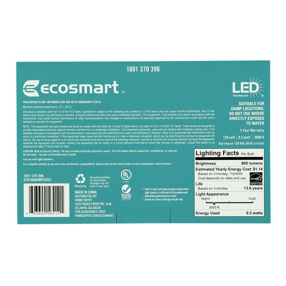 EcoSmart 60-Watt Equivalent A19 Dimmable Energy Star LED Light Bulb in Bright White (8-Pack) - stoctr45sems1iwvjnmd@2x.jpg