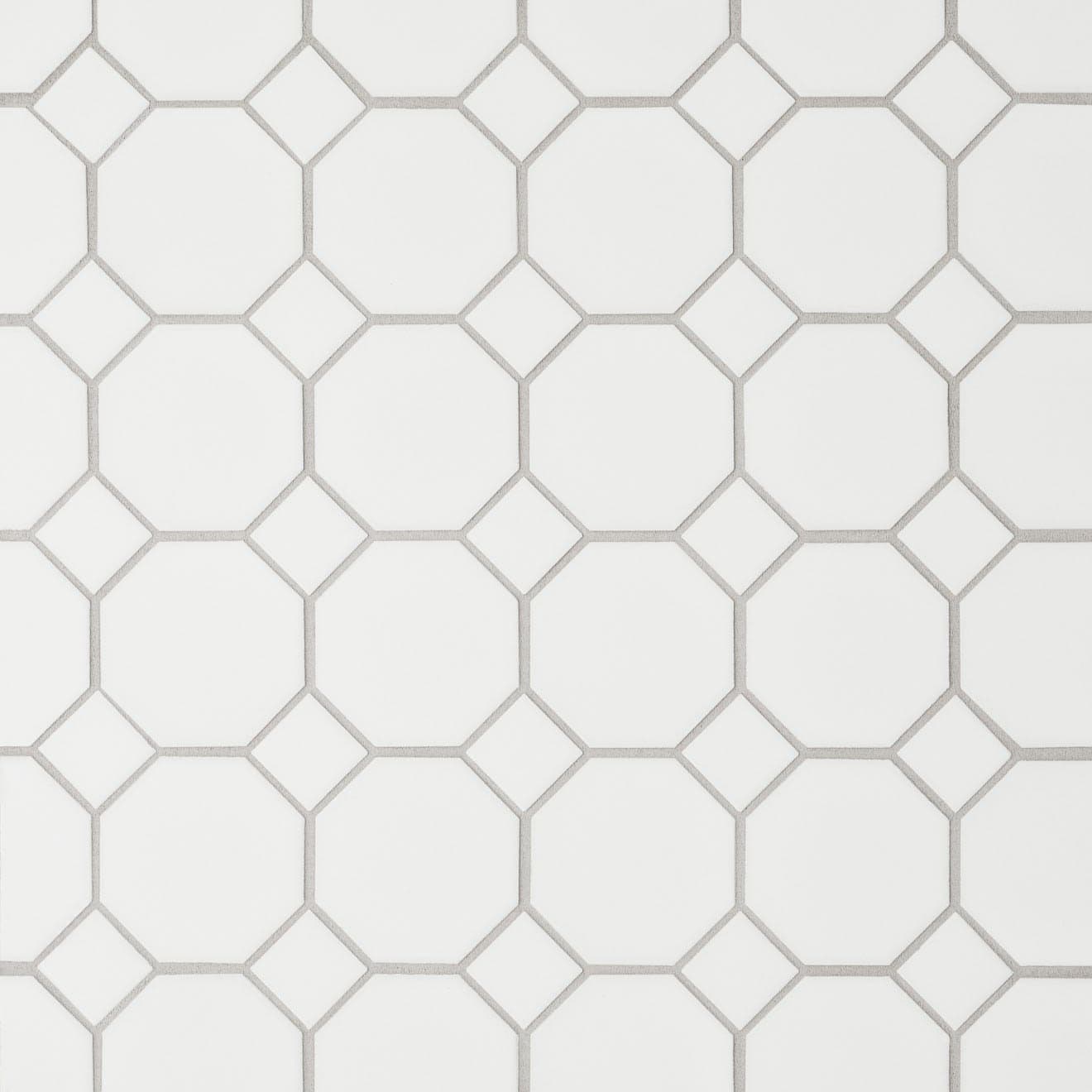Le Cafe 2" x 2" Octagon Matte Porcelain Mosaic Tile in White