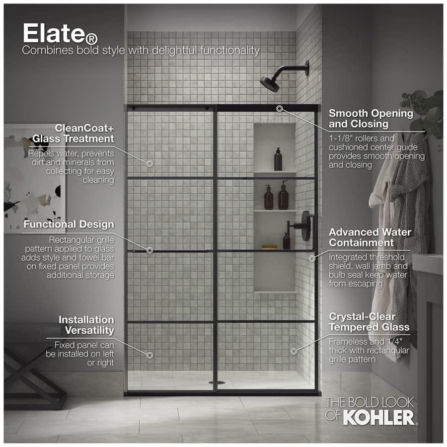 Elate 70-1/2" High x 53-5/8" Wide Sliding Framed Shower Door with Clear Decorative Grid Glass - t3jlkgzgzydzhfgtjmby@2x.jpg