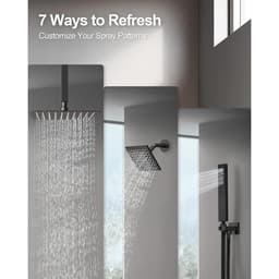 GRANDJOY Multiple Press 7-Spray Ceiling Mount Anti Scald 12 in. Fixed and Handheld Shower Head in Matte Black Valve Included SRSFS1007-BK12 - t4psywfslc9g3ka0vkvt@2x.jpg