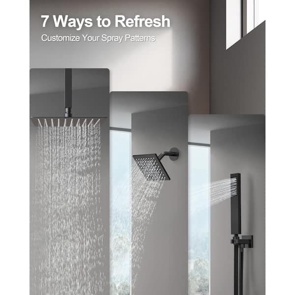 GRANDJOY Multiple Press 7-Spray Ceiling Mount Anti Scald 12 in. Fixed and Handheld Shower Head in Matte Black Valve Included SRSFS1007-BK12 - t4psywfslc9g3ka0vkvt@2x.jpg