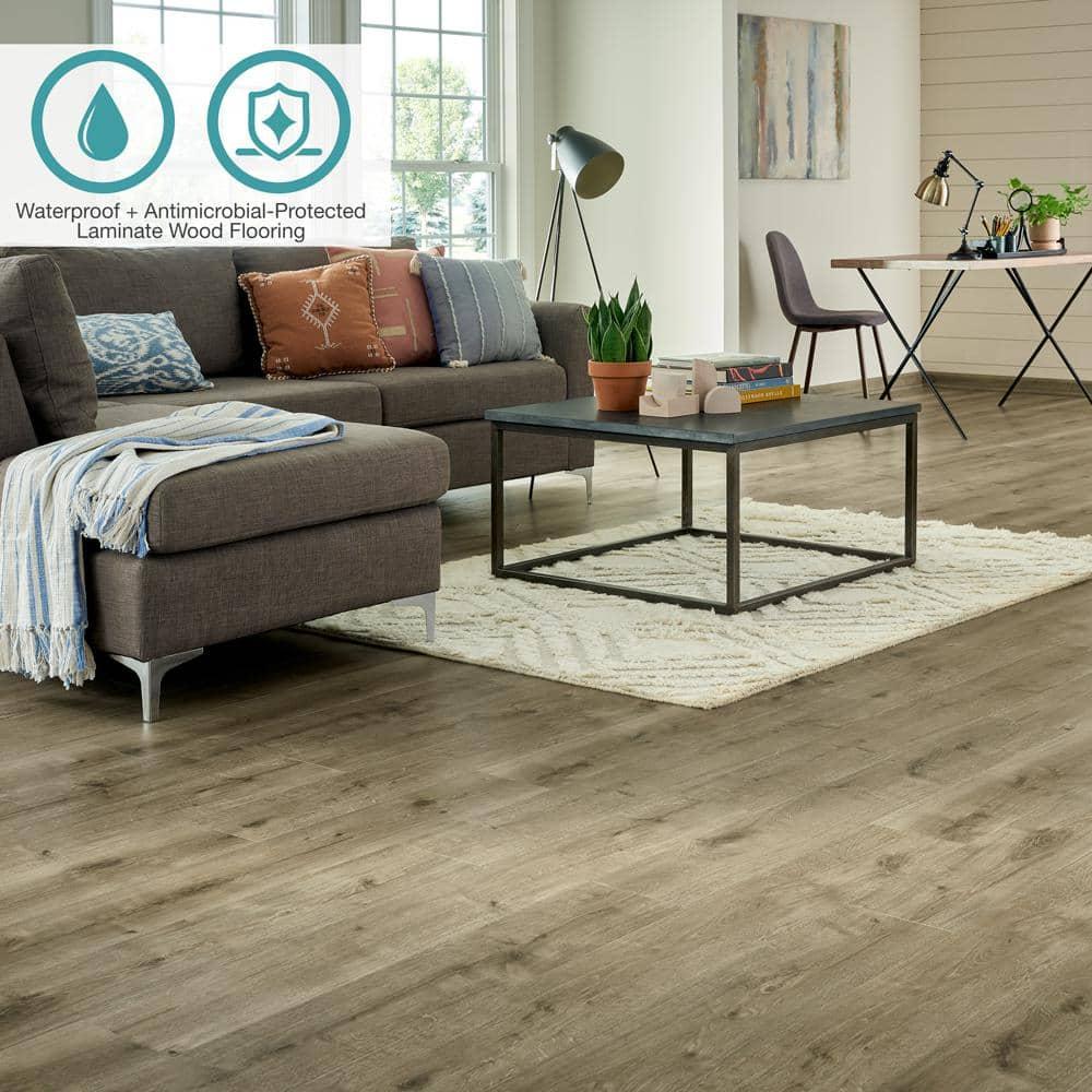 Defense+ Smoky Eiffel Oak 14 mm T x 7.4 in. W Waterproof Laminate Wood Flooring (17.2 sqft/case) - td8kg8nbii1woeynrtzc@2x.jpg