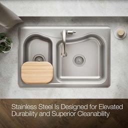 Staccato 33" Double Basin Drop In 18-Gauge Stainless Steel Kitchen Sink with SilentShield, Cutting Board, and Single Faucet Hole - tdvsumb77twdg94wvkqw@2x.jpg