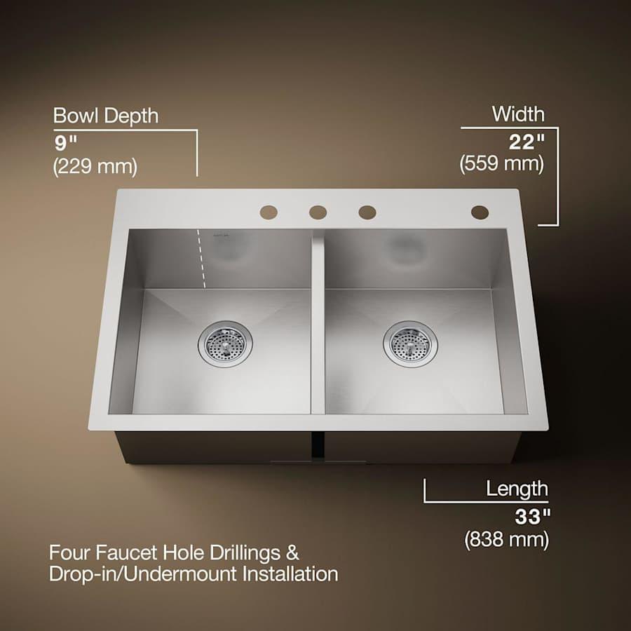 Vault 33" Double Basin Top-Mount/Under-Mount 18-Gauge Stainless Steel Kitchen Sink with SilentShield and Bottom Sink Rack - tjwpi2qid0atbkdjlvoy@2x.jpg