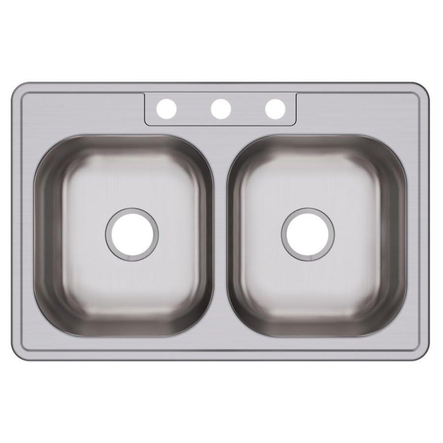 Dayton® Double Bowl Kitchen Sink, Top Mount, 33 x 22 in, 7-7/8 in Bowl Depth, 3-Hole, 20 ga Elite Satin Steel, Stainless - tn8n5cskqa1tpzajwnij@2x.jpg