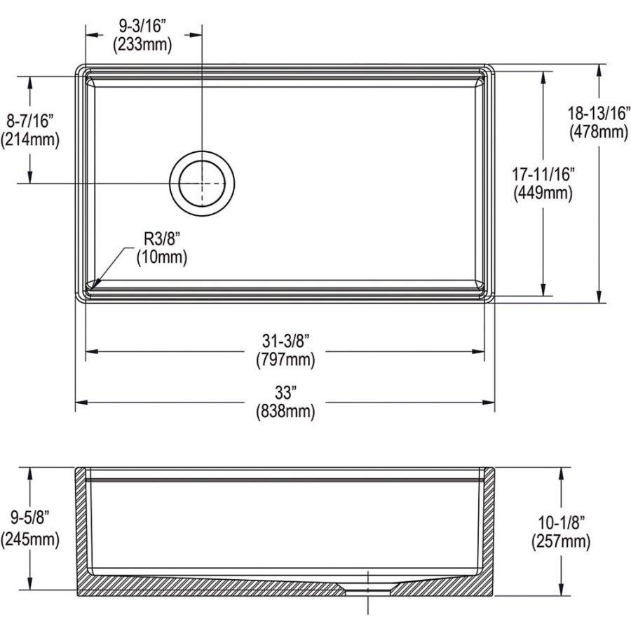 Single Bowl Kitchen Sink, Apron Mount, 33 x 18-13/16 in, 9-5/8 in Bowl Depth, Fireclay, White - tpo1xxojdkjkqj0y767l@2x.jpg