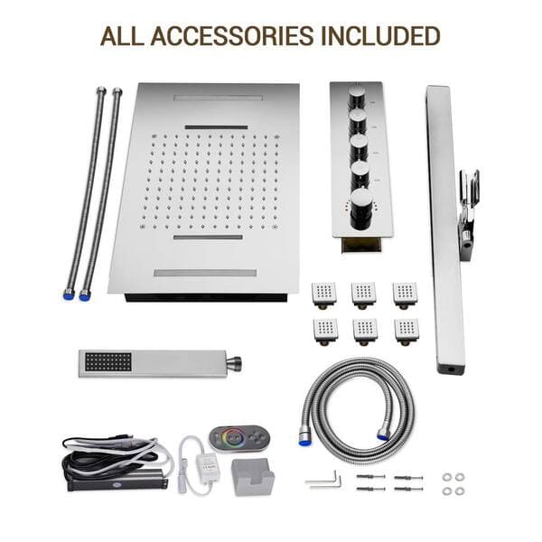YAWWALK Thermostatic 15-Spray Ceiling Mount 23 x 15 in. Rectangle LED Mood Lighting Shower System with Valve in Brushed Nickel CR1-S025-NI-1 - tpziqs5zc1fqxofumqfw@2x.jpg