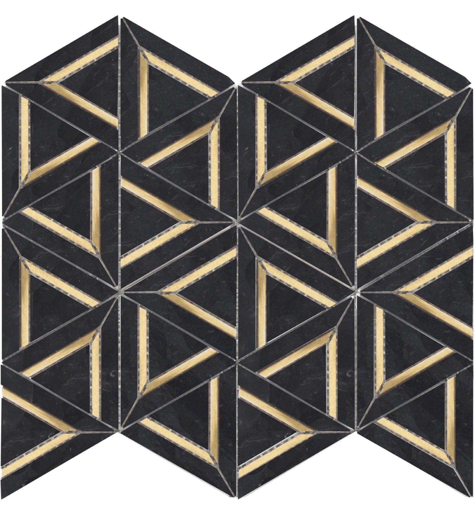 NERO MARQUINA METAL GEO 12x14 MOSAIC