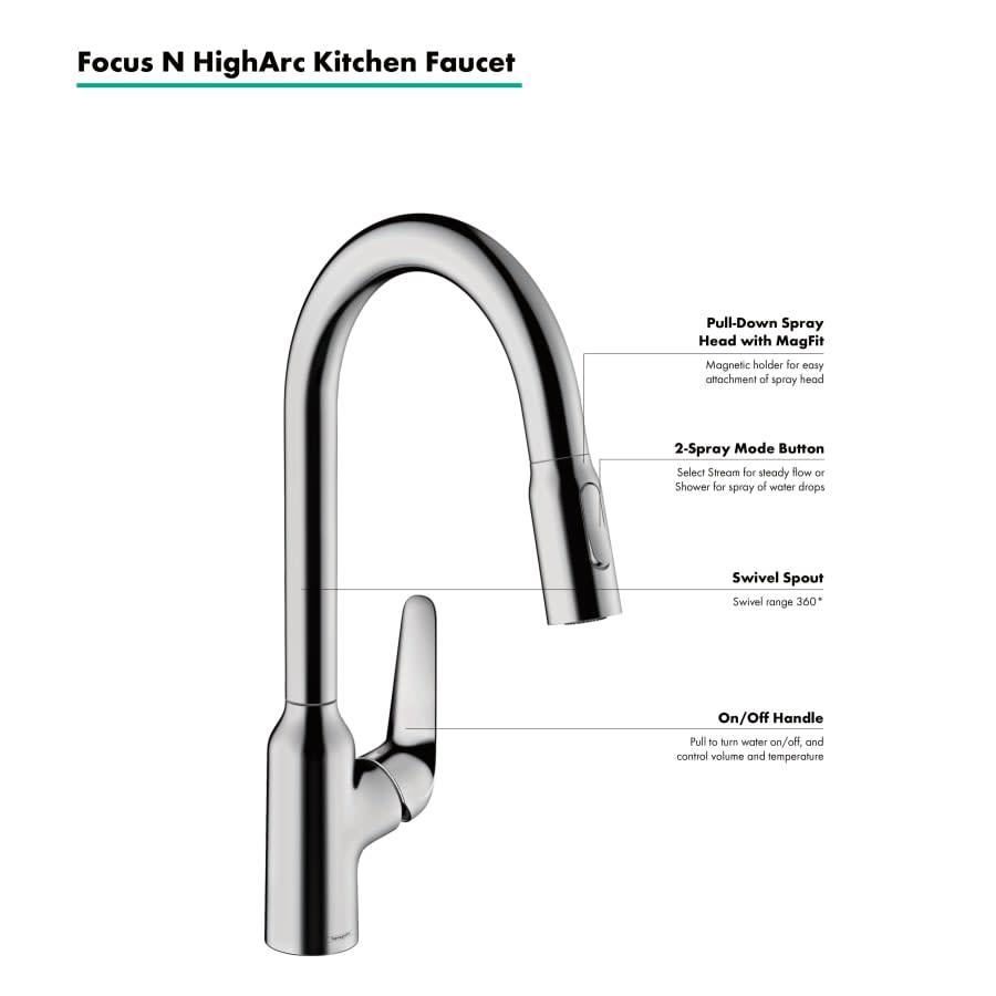 Focus N 1.75 GPM Pull-Down Kitchen Faucet HighArc Spout with Magnetic Docking & Toggle Spray Diverter - Limited Lifetime Warranty - ttpbaoyojswsuqzaxrop@2x.jpg