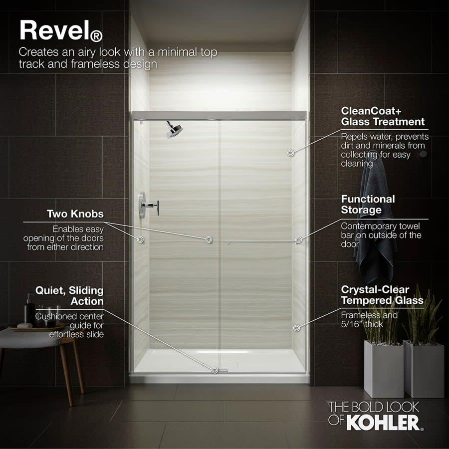 Revel 76â High x 59-5/8" Wide Sliding Shower Door with Crystal Clear Glass, Towel Bar and CleanCoat Technology - tv2lyddlnzl6jrzhpm4r@2x.jpg