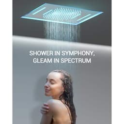 YAWWALK Thermostatic 15-Spray Ceiling Mount 23 x 15 in. Rectangle LED Mood Lighting Shower System with Valve in Brushed Nickel CR1-S025-NI-1 - txa1kleyflwamgprc7nw@2x.jpg