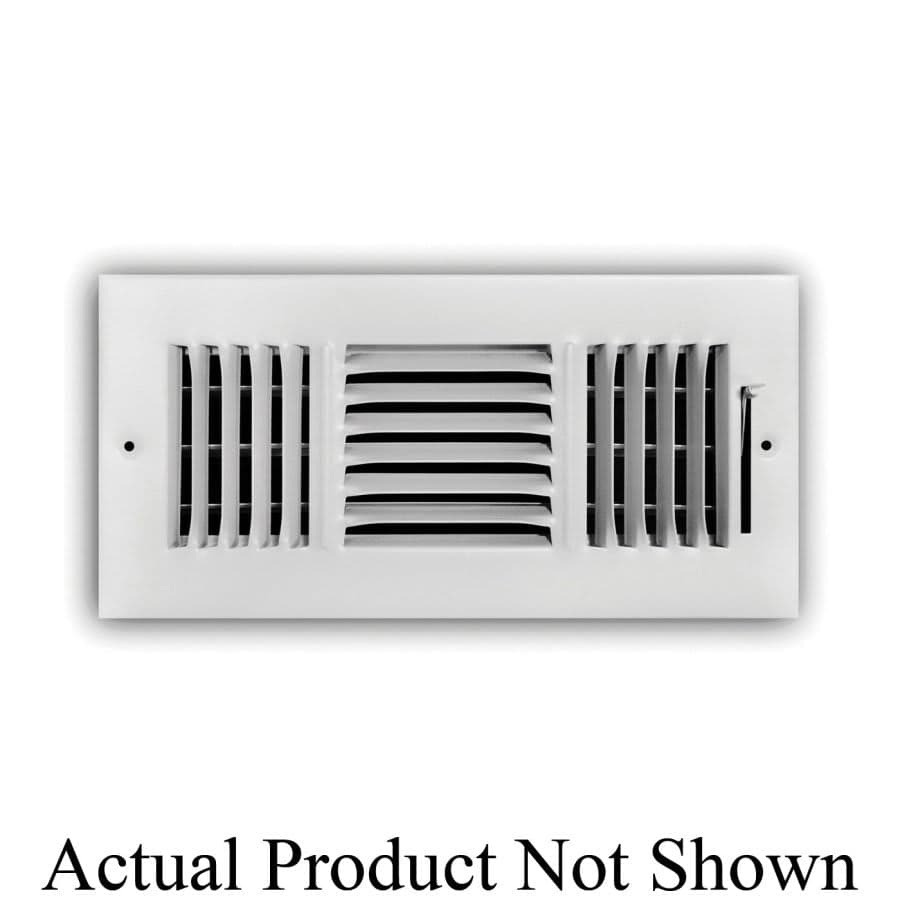 3-Way Down Face Supply Register, 8 x 8 in, 1/2 in Spacing, Multi Shutter Damper, Steel, White