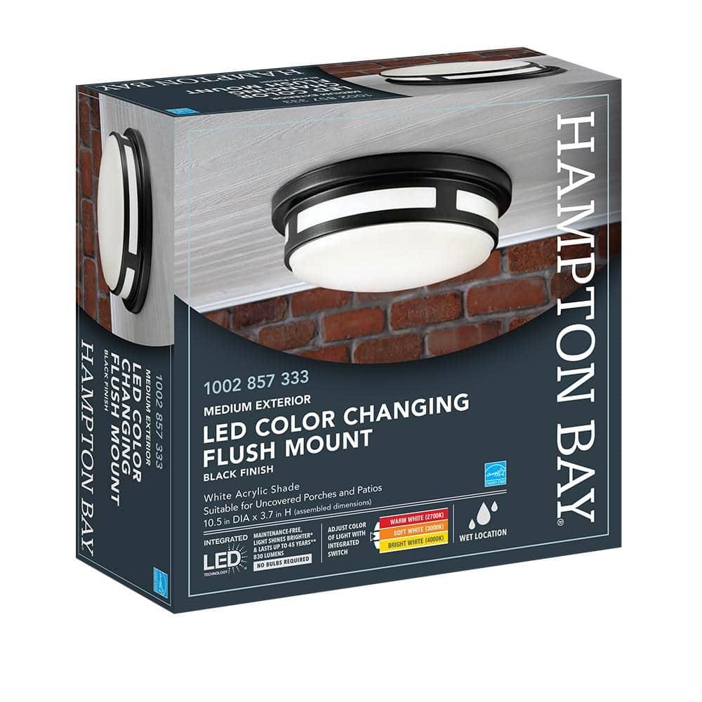 11 in. Round Black Indoor Outdoor LED Flush Mount Ceiling Light Adjustable CCT 830 Lumens Wet Rated Front or Side Door - u7c8bl78zn4mb3ck3h3q@2x.jpg