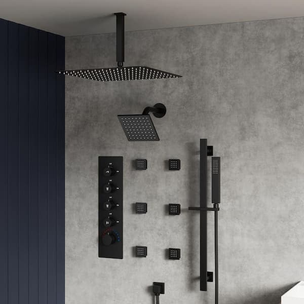 YAWWALK Thermostatic Valve 15-Spray 16 and 6 in. Ceiling Mount Dual Shower Head and Handheld Shower in Matte Black SRSFS-1031-BK16 - u8glmap5cyxieti98u9l@2x.jpg