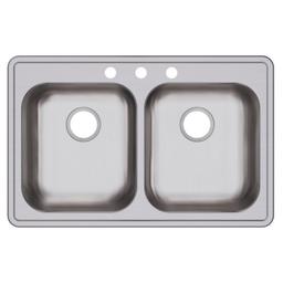Dayton® Double Bowl Kitchen Sink, Top Mount, ADA, 33 x 21-1/4 in, 5-1/4 in Bowl Depth, 3-Hole, 22 ga Brushed Satin Steel, Stainless - u8vtemjfev62evt7rpgf@2x.jpg