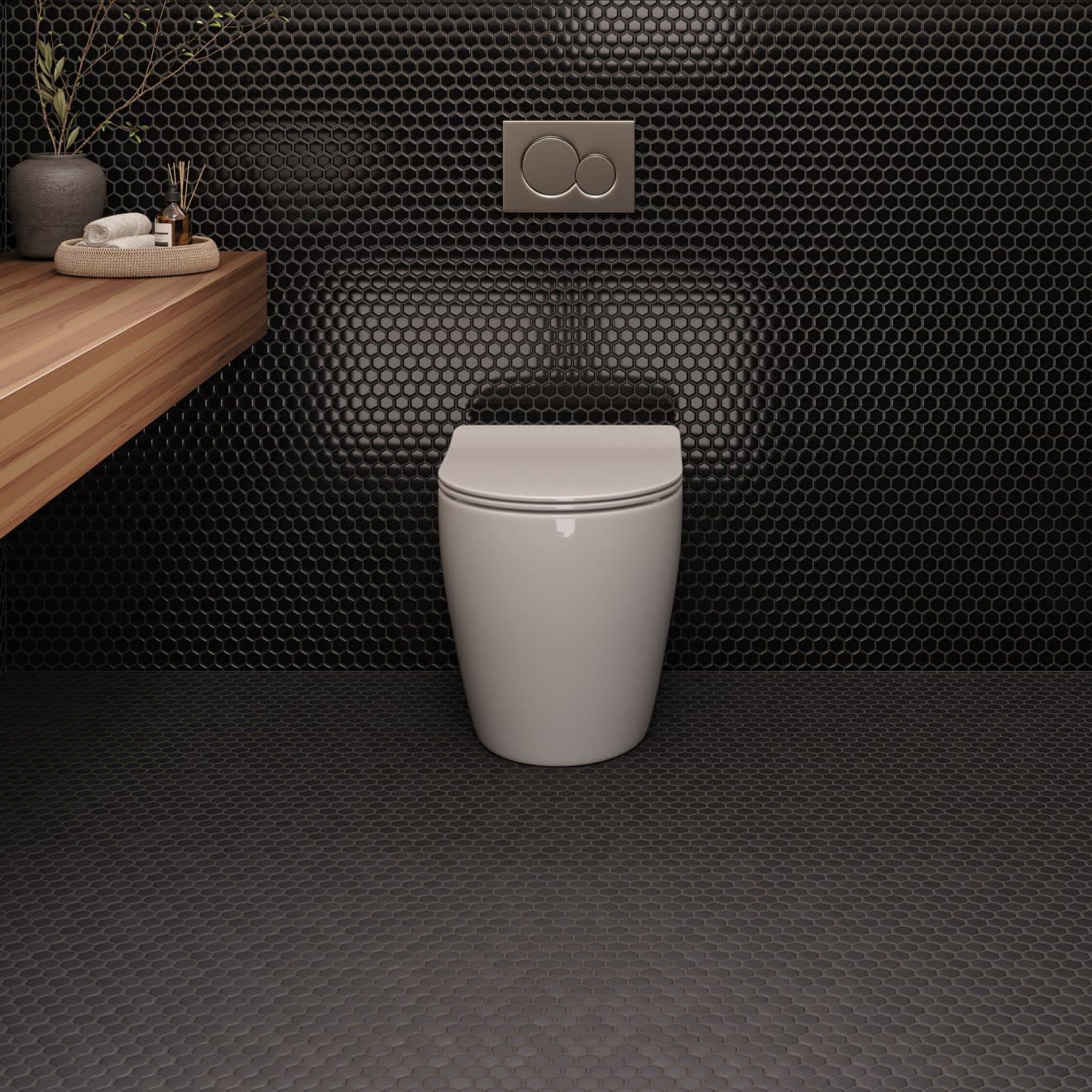 Le Cafe 1" x 1" Hexagon Matte Porcelain Mosaic Tile in Black - ubkqrsfhky74x0laldr9@2x.jpg