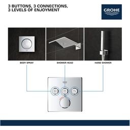 Grohtherm Three Function Thermostatic Valve Trim Only with Four Knob / Push Button Handles, Integrated Diverter, and Volume Control - Less Rough In - ubusj7zdsthczhy0wth2@2x.jpg