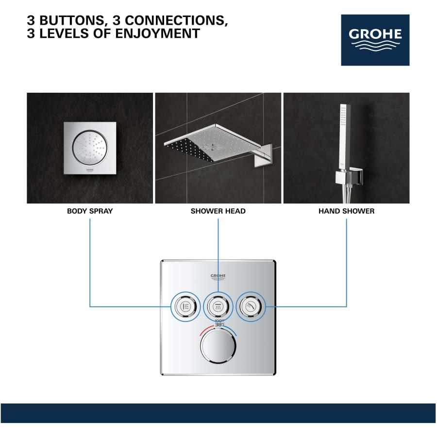 Grohtherm Three Function Thermostatic Valve Trim Only with Four Knob / Push Button Handles, Integrated Diverter, and Volume Control - Less Rough In - ubusj7zdsthczhy0wth2@2x.jpg