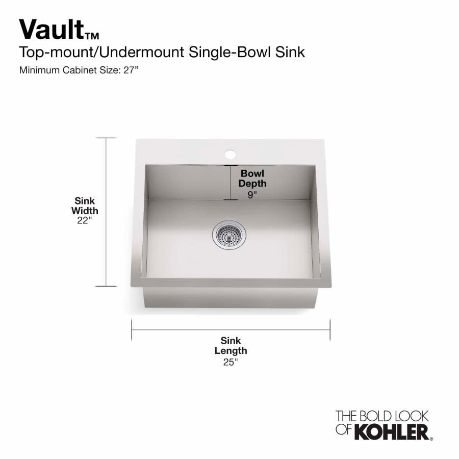 Vault 25" Single Basin Top-Mount/Under-Mount 18-Gauge Stainless Steel Kitchen Sink with SilentShield - ucpu8jtbbe2gwzbqnac8@2x.jpg