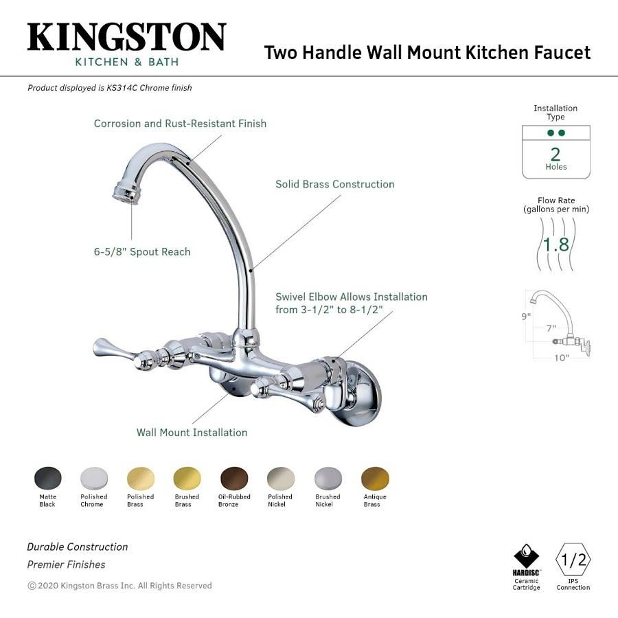 Kitchen Faucet, Wall Mount, ADA, 2 Lever Handle, 2-Hole, Polished Chrome - udktouasyzsycu3kmtxf@2x.jpg