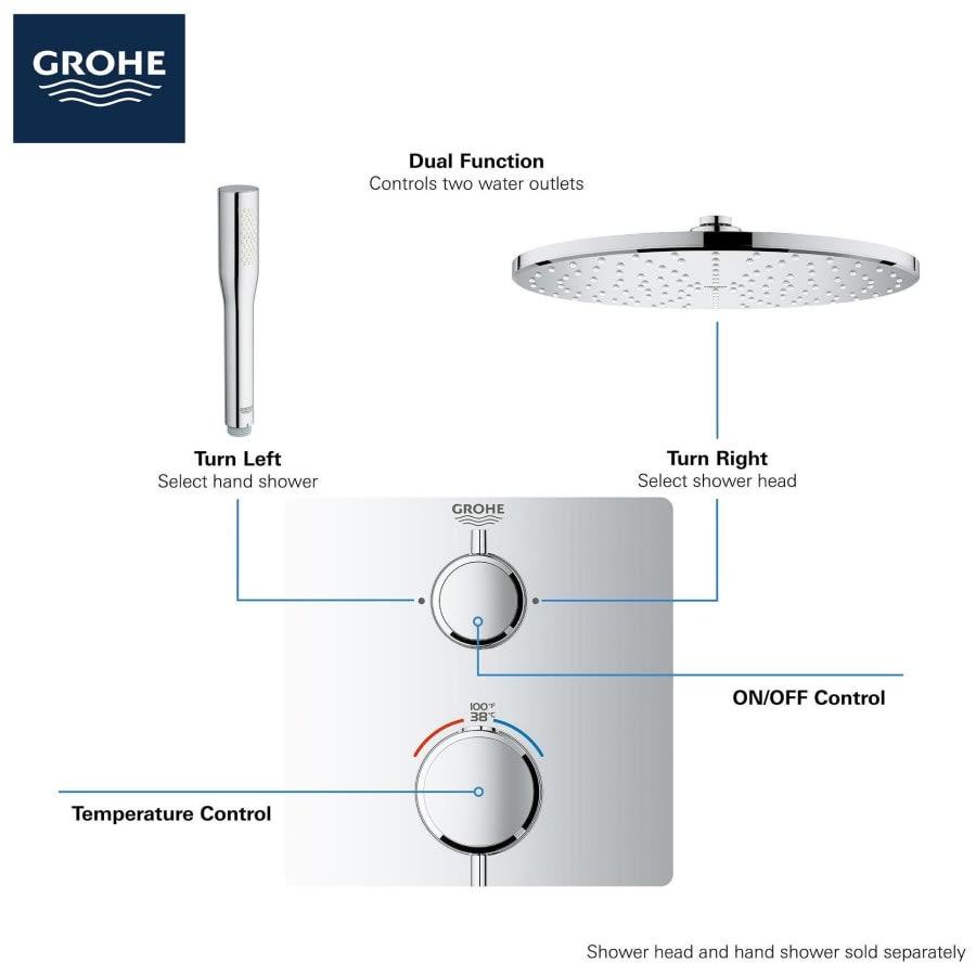 Grohtherm Thermostatic Valve Trim Only with Dual Lever Handles and Volume Control - Less Rough In - ue1gvie36t4c7nqtw6dp@2x.jpg