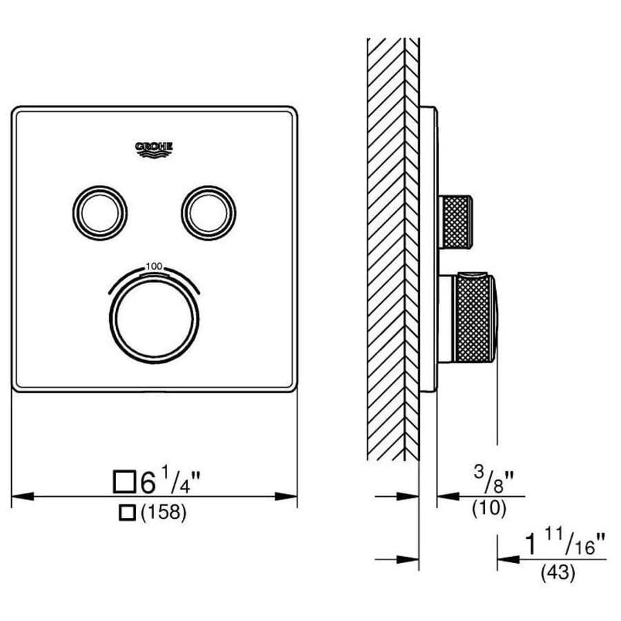 Grohtherm Two Function Thermostatic Valve Trim Only with Triple Knob / Push Button Handles, Integrated Diverter, and Volume Control - Less Rough In - ug8gazrbnndx2vv3nwdy@2x.jpg