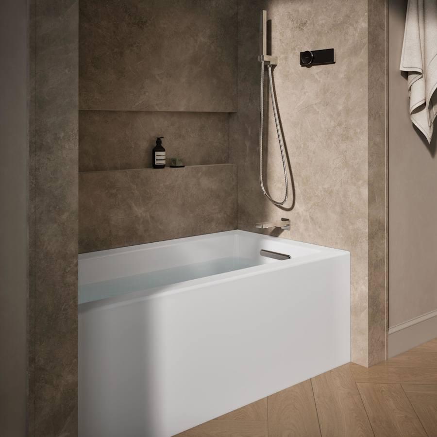 Underscore 60" Soaking Bathtub for Three Wall Alcove Installation with Right Drain