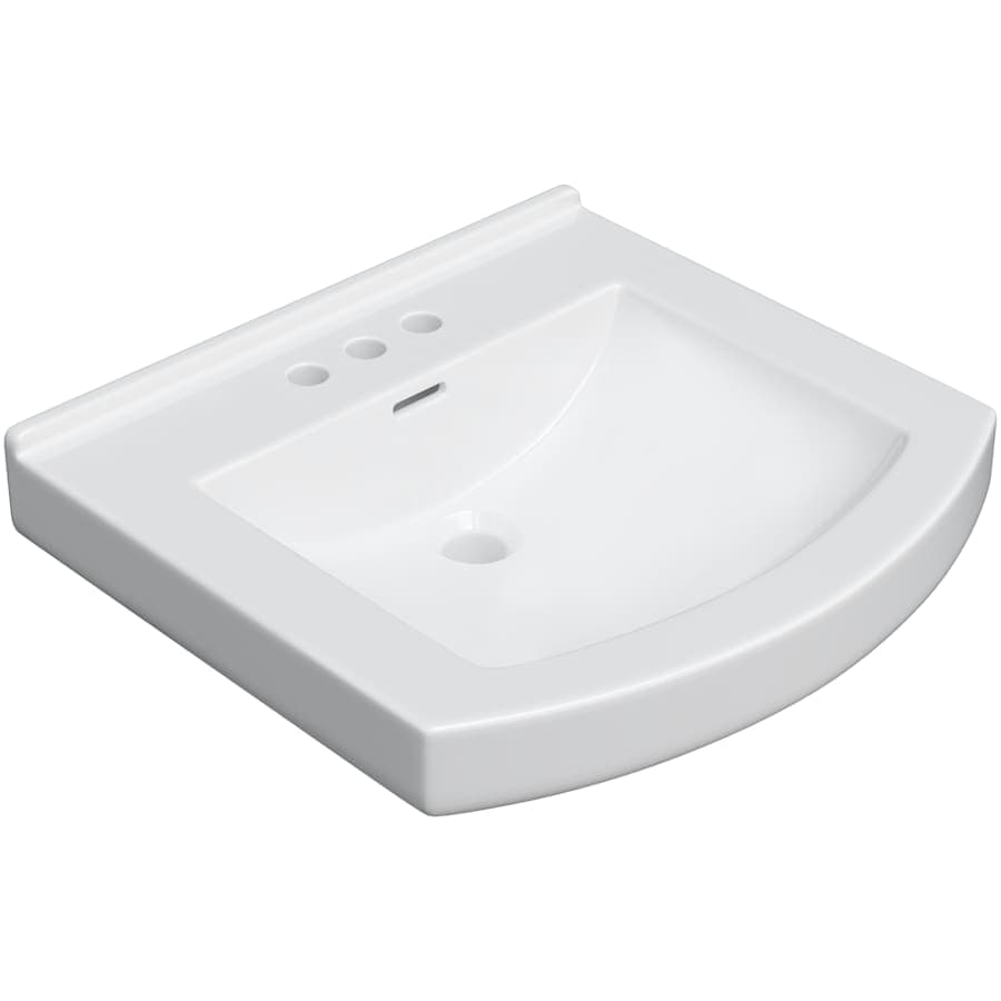 Otter Creek 20" Rectangular Vitreous China Pedestal Bathroom Sink with Overflow and 3 Faucet Holes at 4" Centers