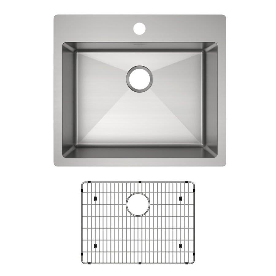 Crosstown® Single Bowl Kitchen Sink, Top/Under Mount, 25 x 22 in, 9 in Bowl Depth, 1-Hole, 18 ga Polished Satin Steel, Stainless - unaehho3oa8mitenp67o@2x.jpg