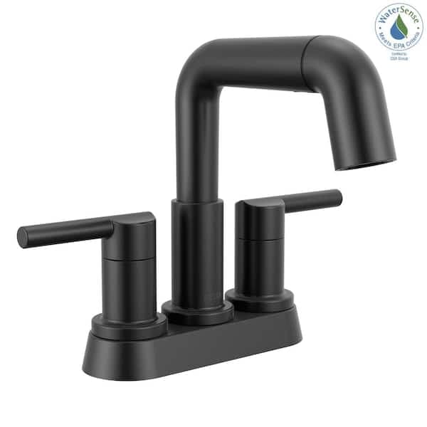 Delta Nicoli 4 in. Centerset Double Handle Pull-Down Spout Bathroom Faucet in Matte Black 25849LF-BLPD - ur3tg1cvdo5kwr4btvwh@2x.jpg