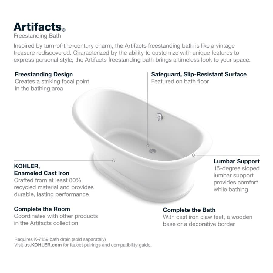 Artifacts 67" Free Standing Cast Iron Soaking Tub with Center Drain and Overflow - Claw Feet Sold Separately - uragpew5zeem7l0tsvul@2x.jpg